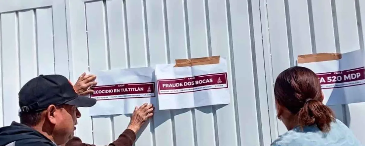Vecinos de Tultitlán rebautizan calles con nombres de escándalos políticos en protesta